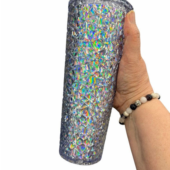 Starbucks Silver Iridescent Gem Tumbler With Straw Holiday Christmas New - Picture 3 of 6